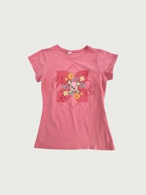 Skull Flower Print Tee